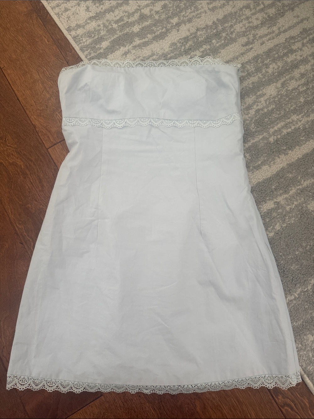 Light Blue  Strapless Lace-Trim Mini Dress